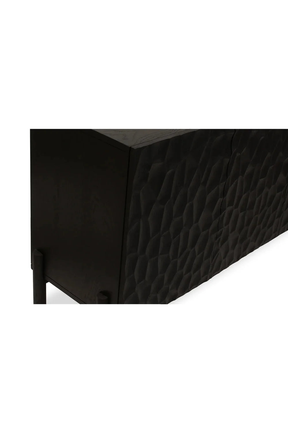 Luxury Black Chiseled Oak 4-Door Sideboard European Style for Villa