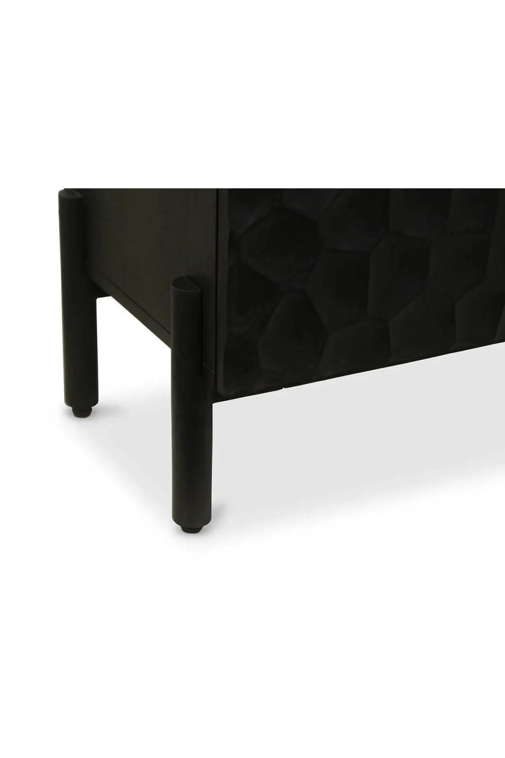 Luxury Black Chiseled Oak 4-Door Sideboard European Style for Villa