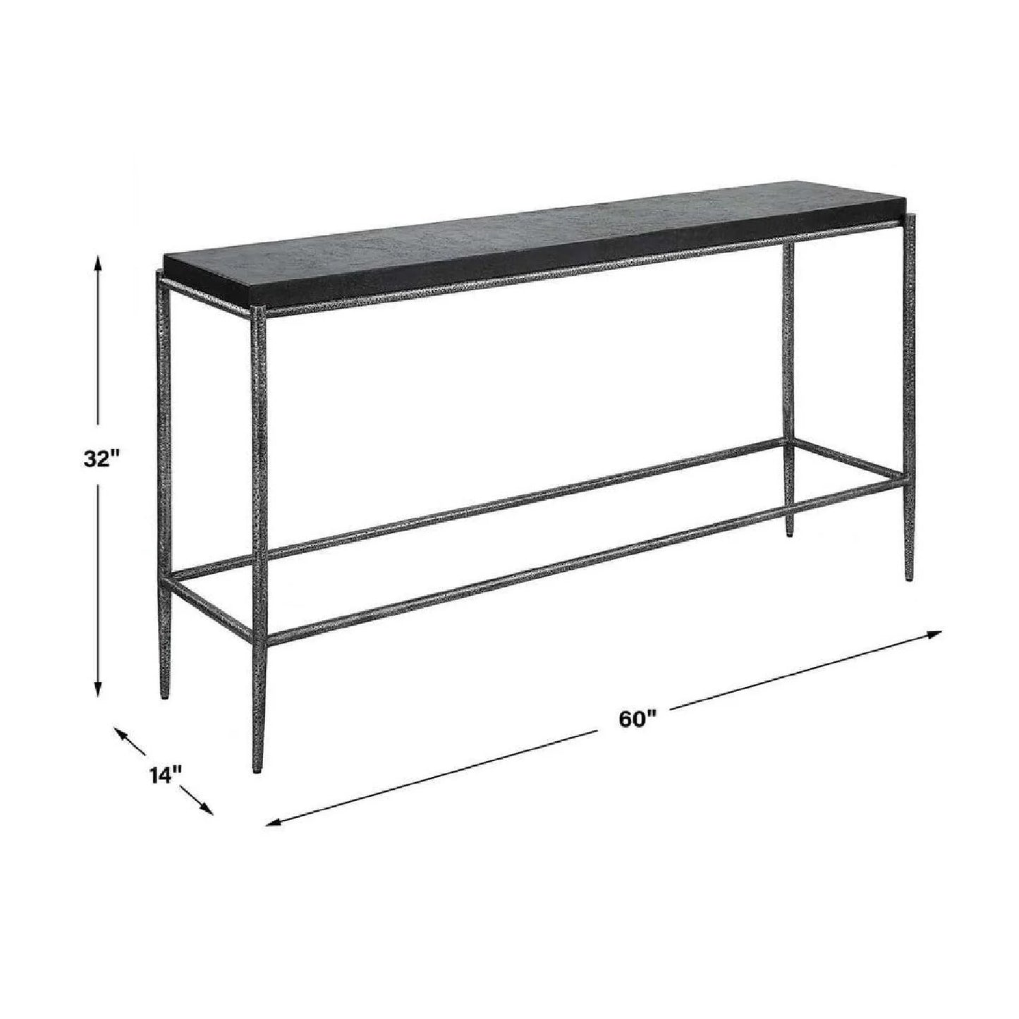 Luxury Black Concrete Console Table Modern Italian Style for Villa
