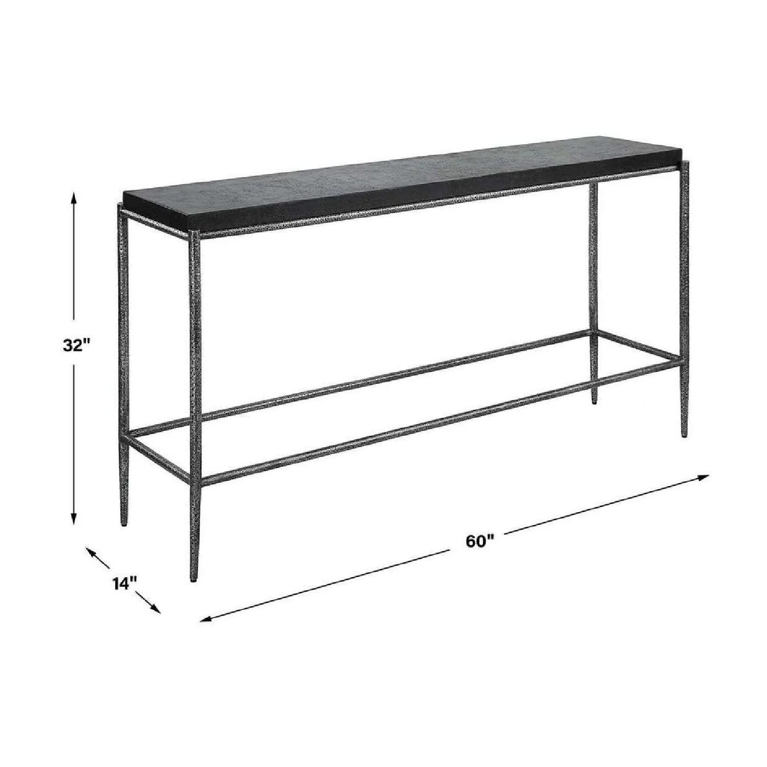 Luxury Black Concrete Console Table Modern Italian Style for Villa