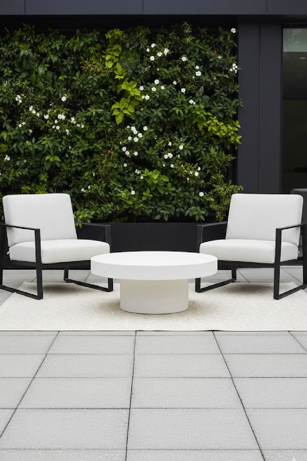 Luxury Black Concrete Round Coffee Table Modern Italian Style for Villa