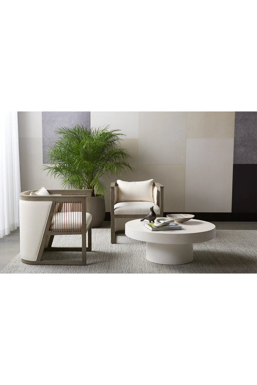 Luxury Black Concrete Round Coffee Table Modern Italian Style for Villa