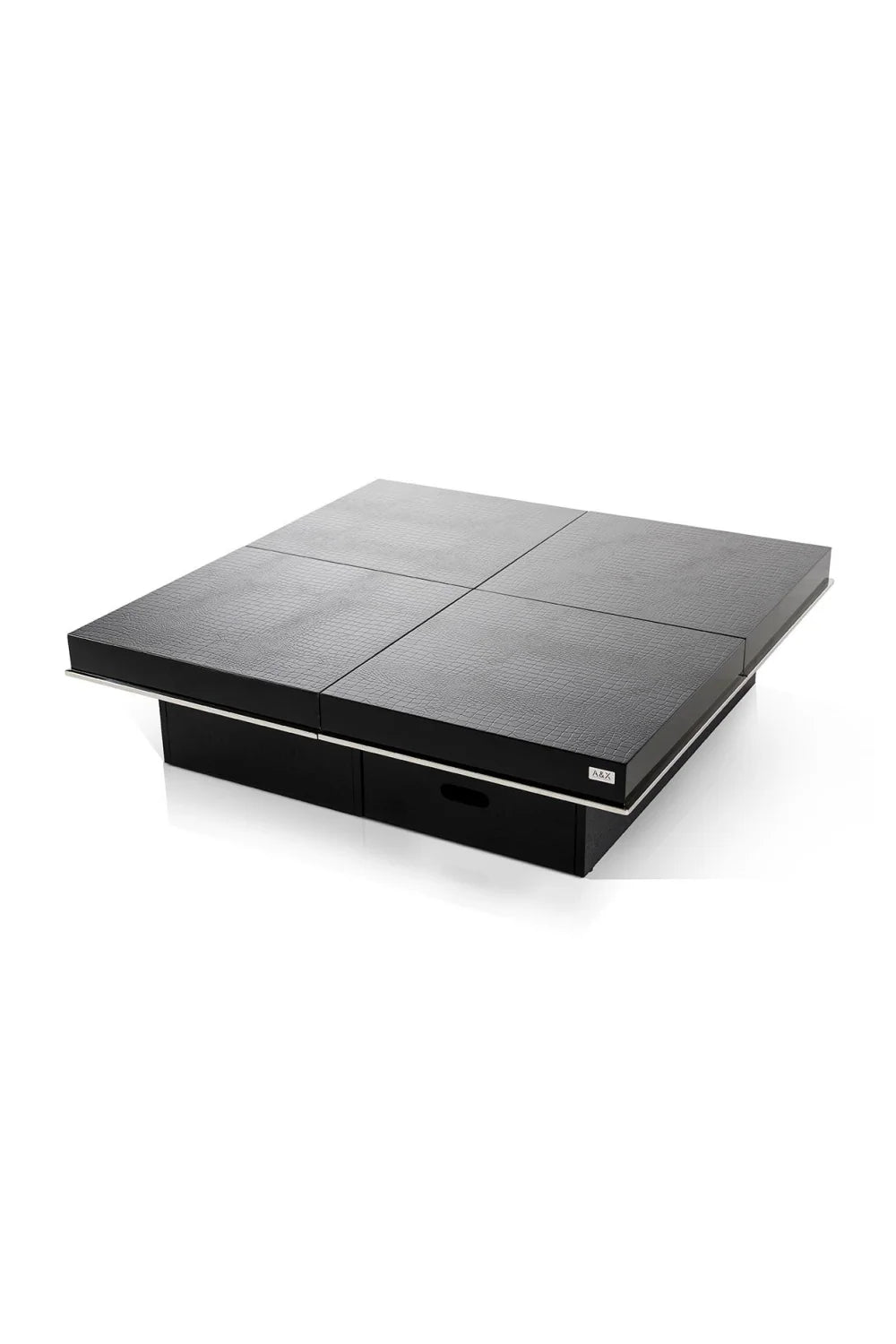 Luxury Black Crocodile Extendable Coffee Table Modern Italian Style for Villa