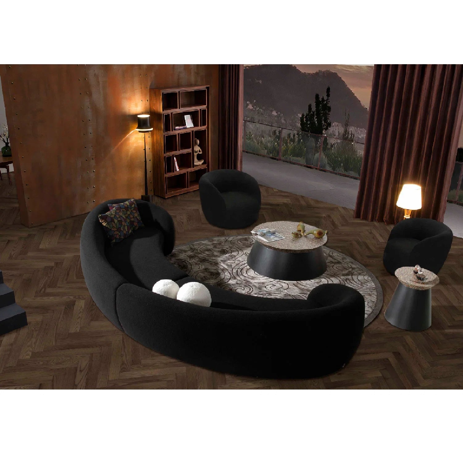 Luxury Black Fabric Accent Chair European Style for Villa