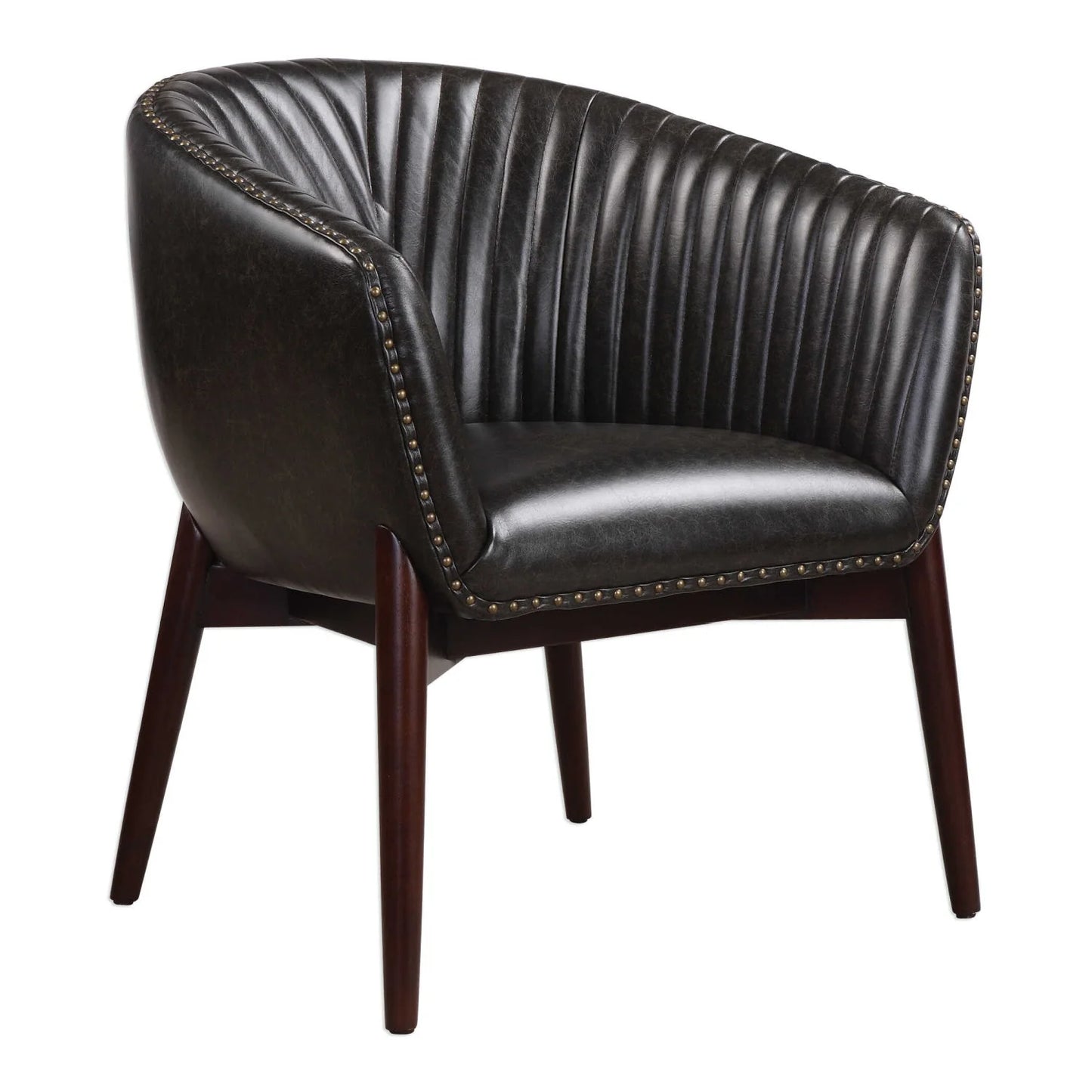 Luxury Black Faux Leather Lounge Chair Modern Italian Style for Villa