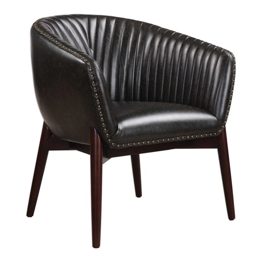 Luxury Black Faux Leather Lounge Chair Modern Italian Style for Villa