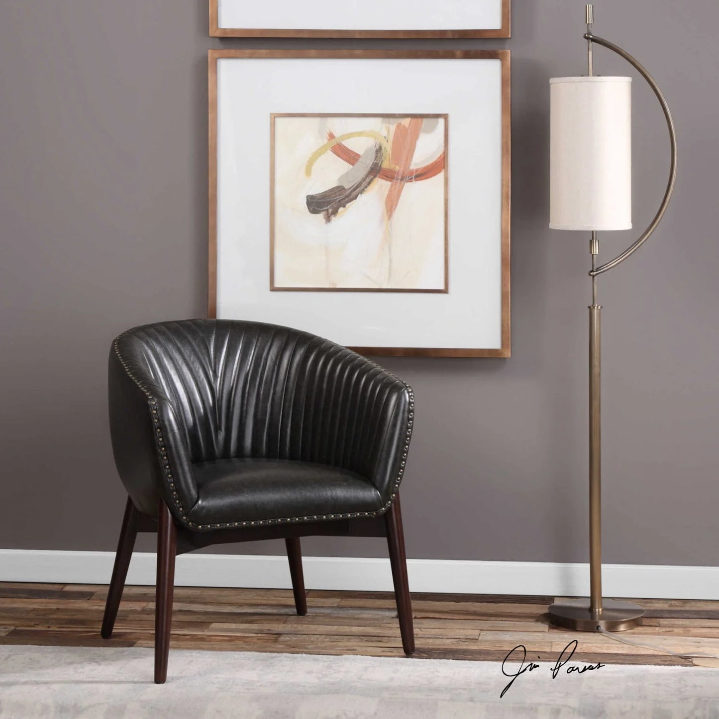 Luxury Black Faux Leather Lounge Chair Modern Italian Style for Villa