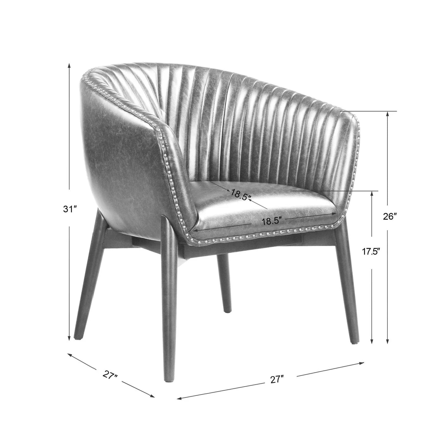 Luxury Black Faux Leather Lounge Chair Modern Italian Style for Villa