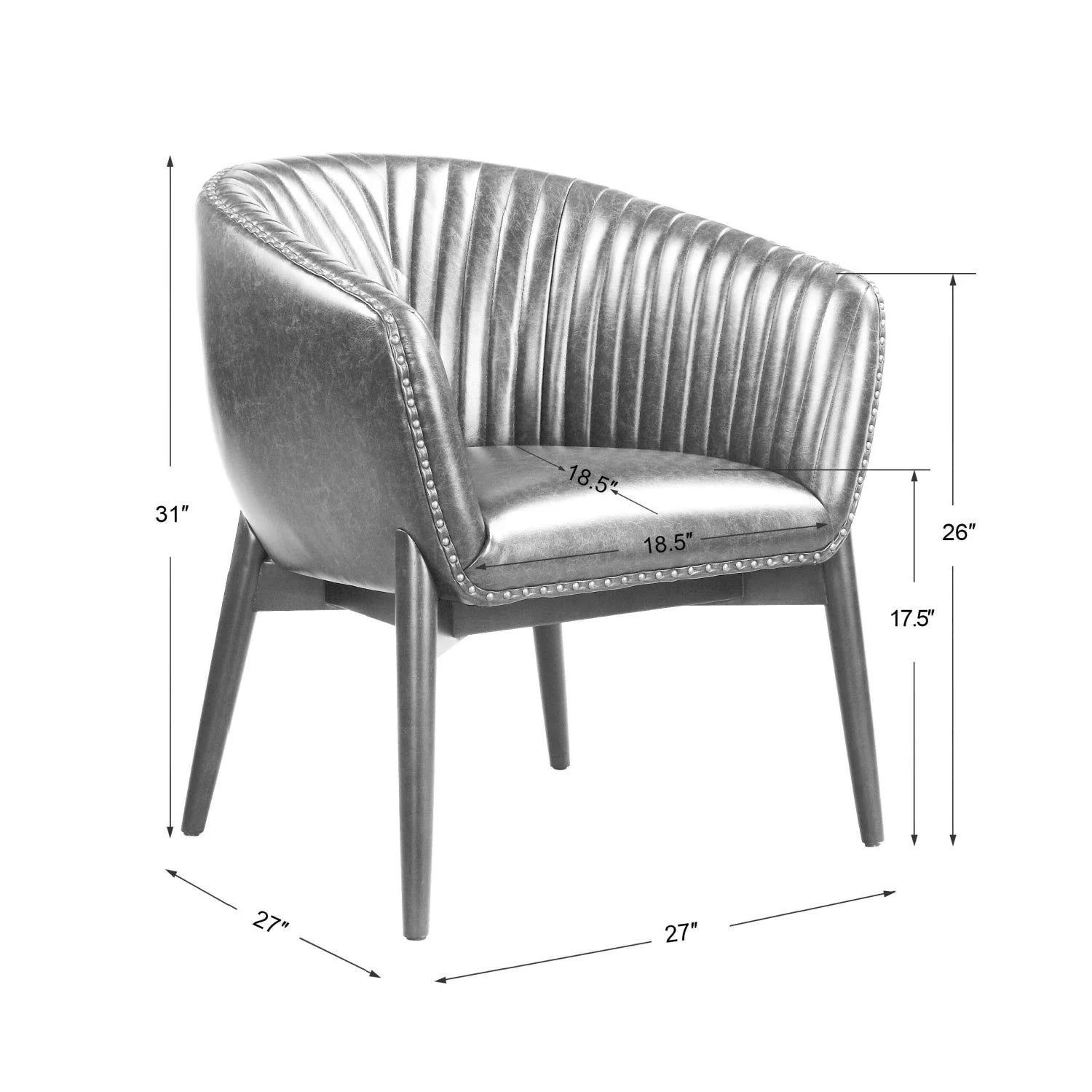 Luxury Black Faux Leather Lounge Chair Modern Italian Style for Villa