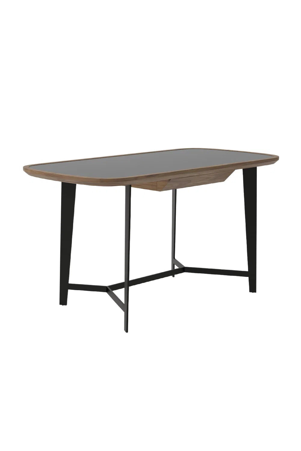 Luxury Black Glass 1-Drawer Modern Desk European Style for Villa