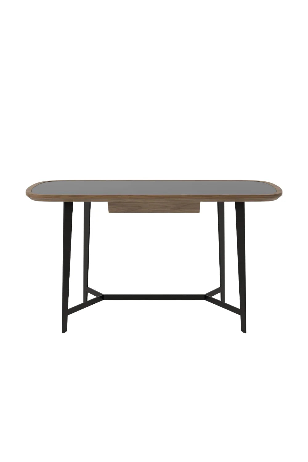 Luxury Black Glass 1-Drawer Modern Desk European Style for Villa