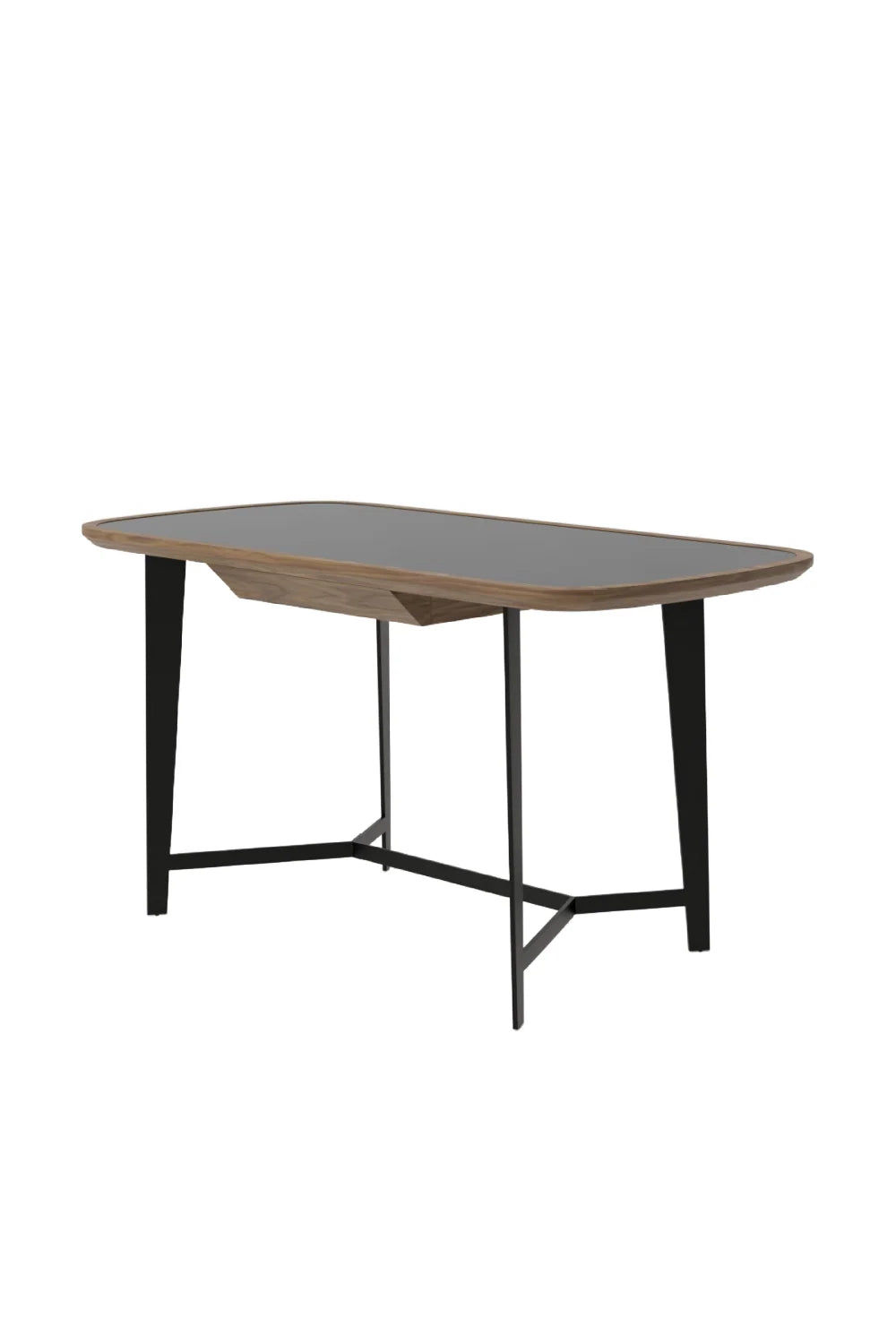 Luxury Black Glass 1-Drawer Modern Desk European Style for Villa