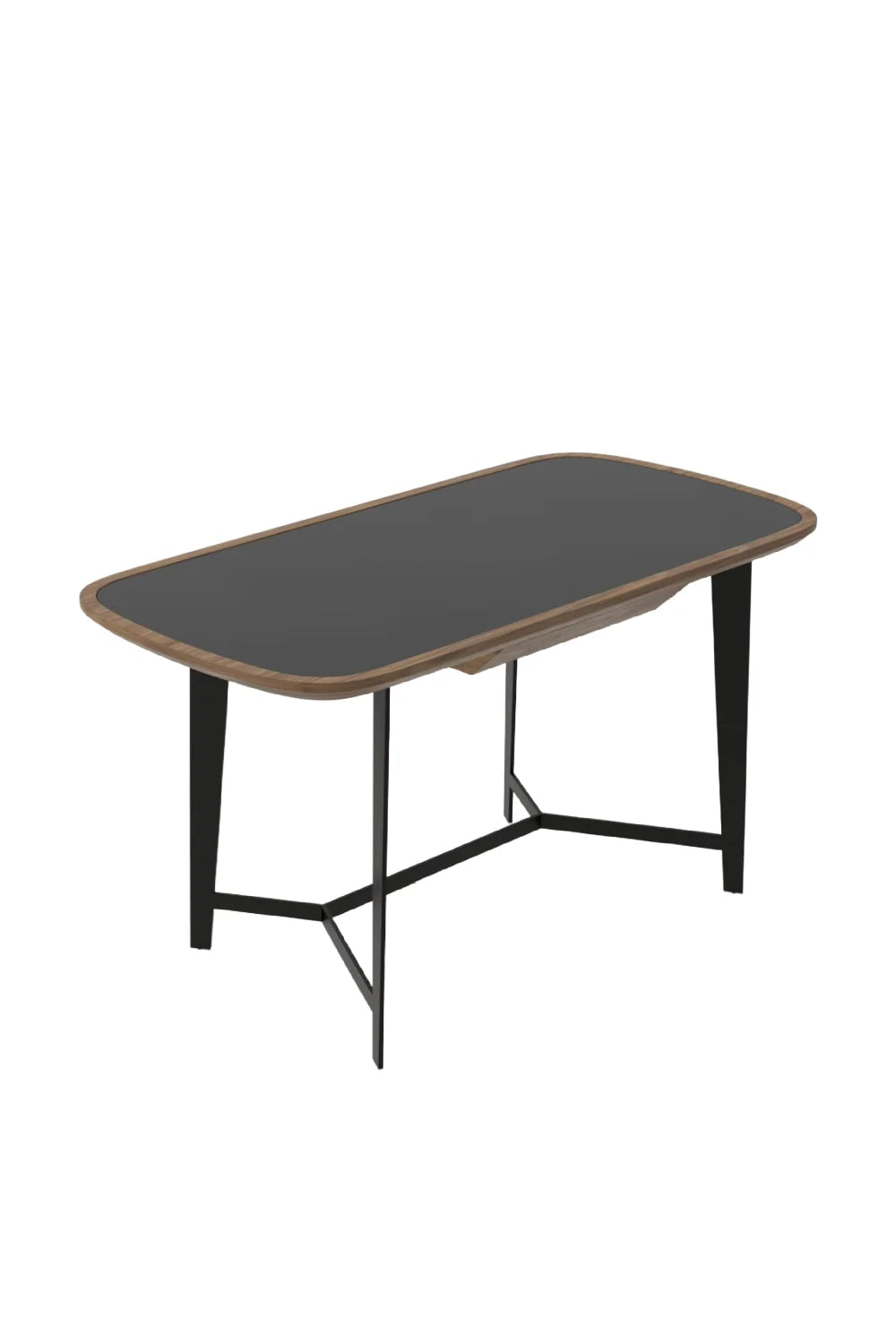 Luxury Black Glass 1-Drawer Modern Desk European Style for Villa