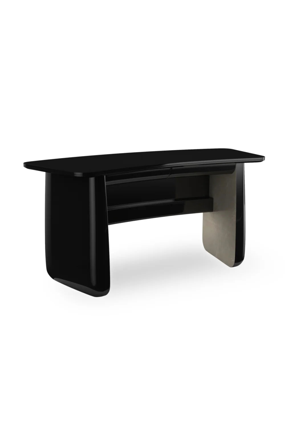 Luxury Black Glass 2-Drawer Modern Desk European Style for Villa