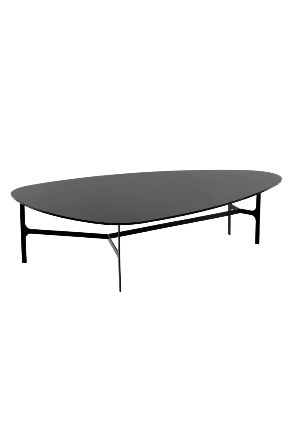 Luxury Black Glass Coffee Table Modern Italian Style for Villa