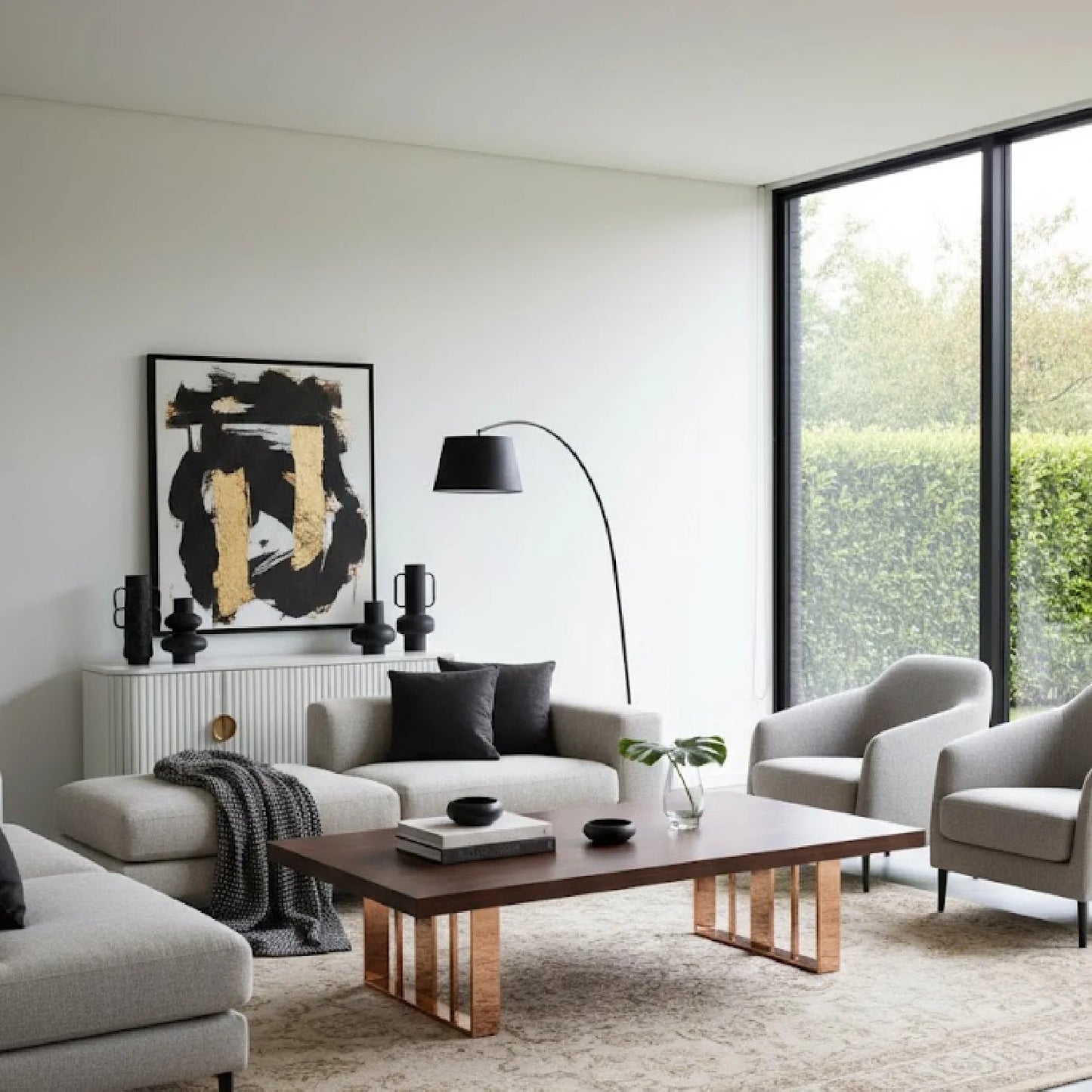 Luxury Black Glass Coffee Table Modern Italian Style for Villa