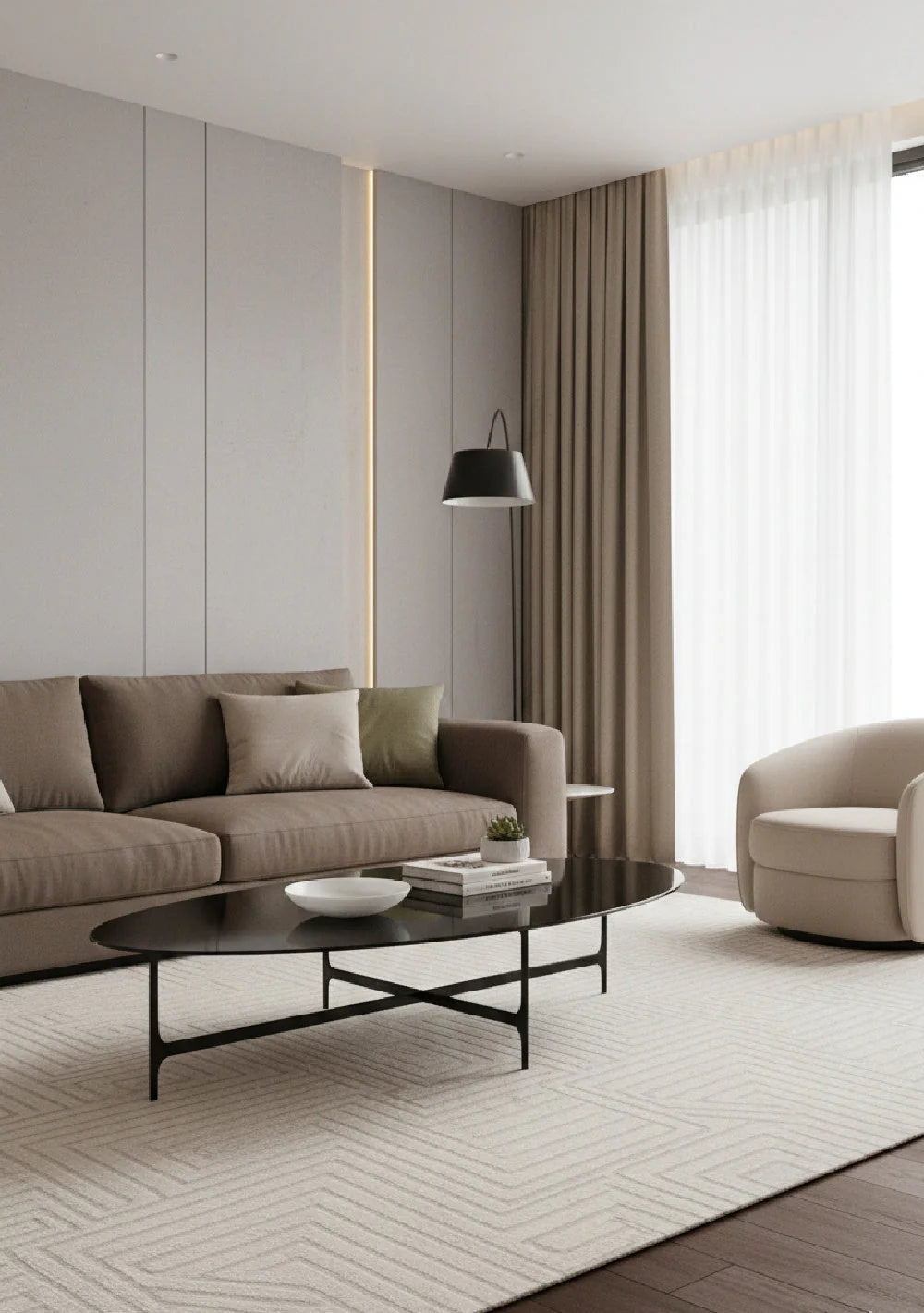Luxury Black Glass Coffee Table Modern Italian Style for Villa