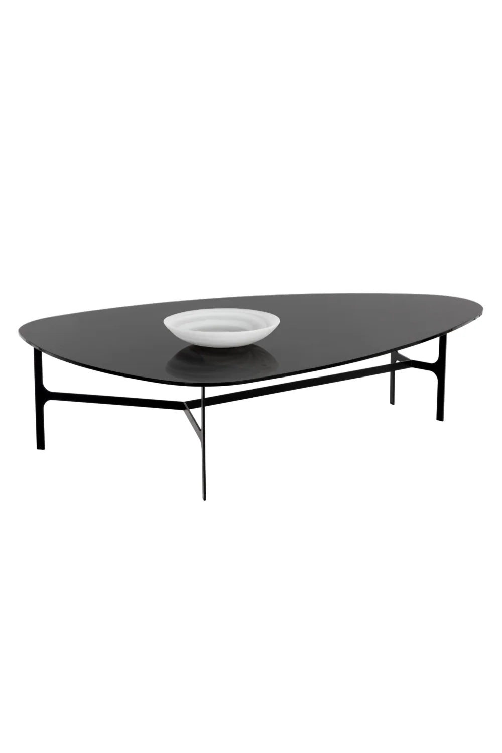 Luxury Black Glass Coffee Table Modern Italian Style for Villa