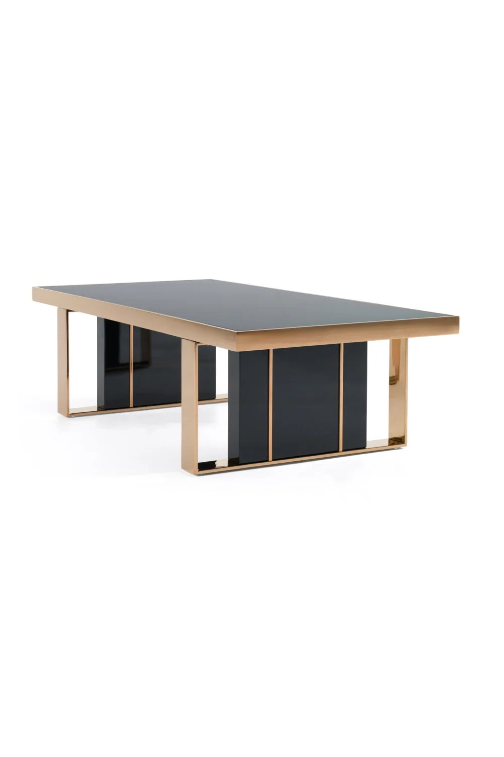 Luxury Black Glass Coffee Table Modern Italian Style for Villa