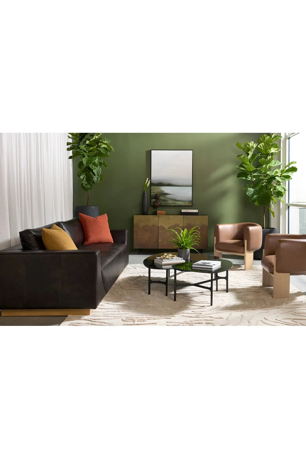 Luxury Black Glass Coffee Table Modern Italian Style for Villa