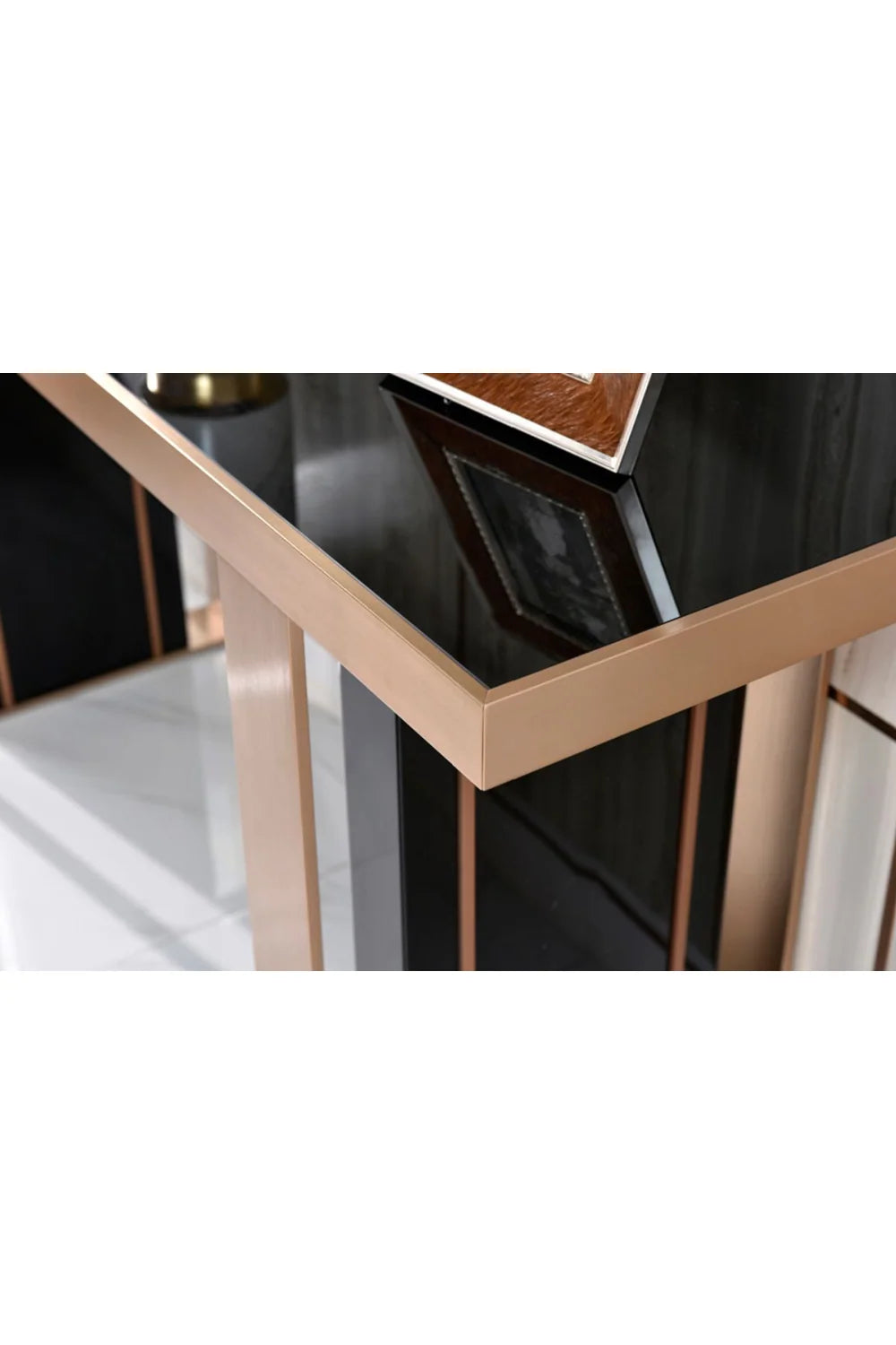 Luxury Black Glass Console Table Modern Italian Style for Villa