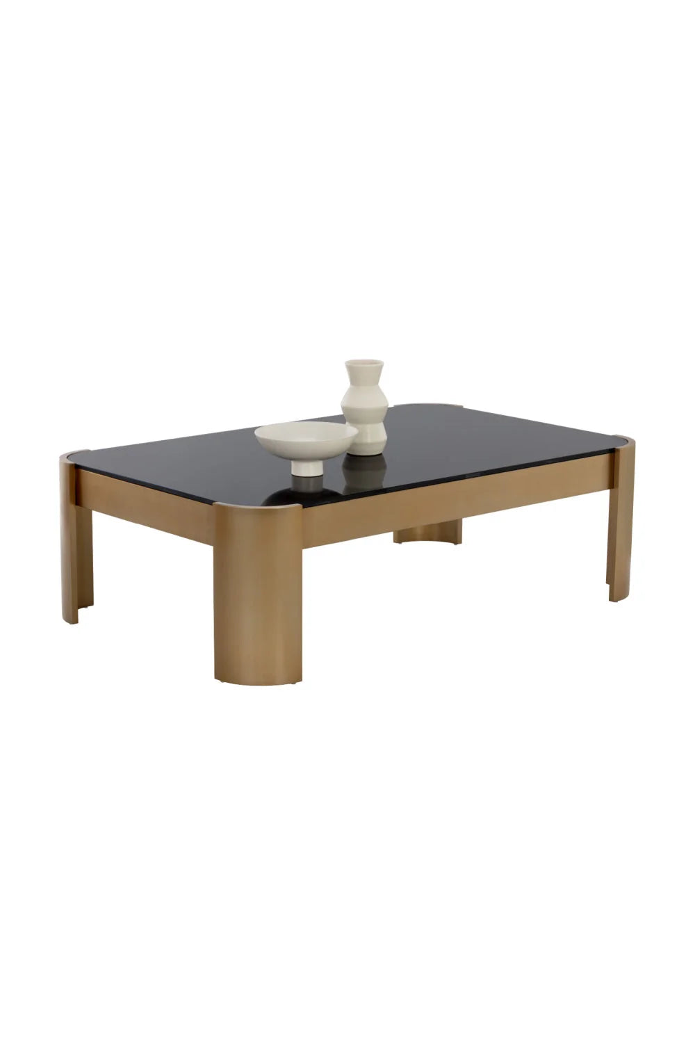 Luxury Black Glass Rectangular Coffee Table Modern Italian Style for Villa