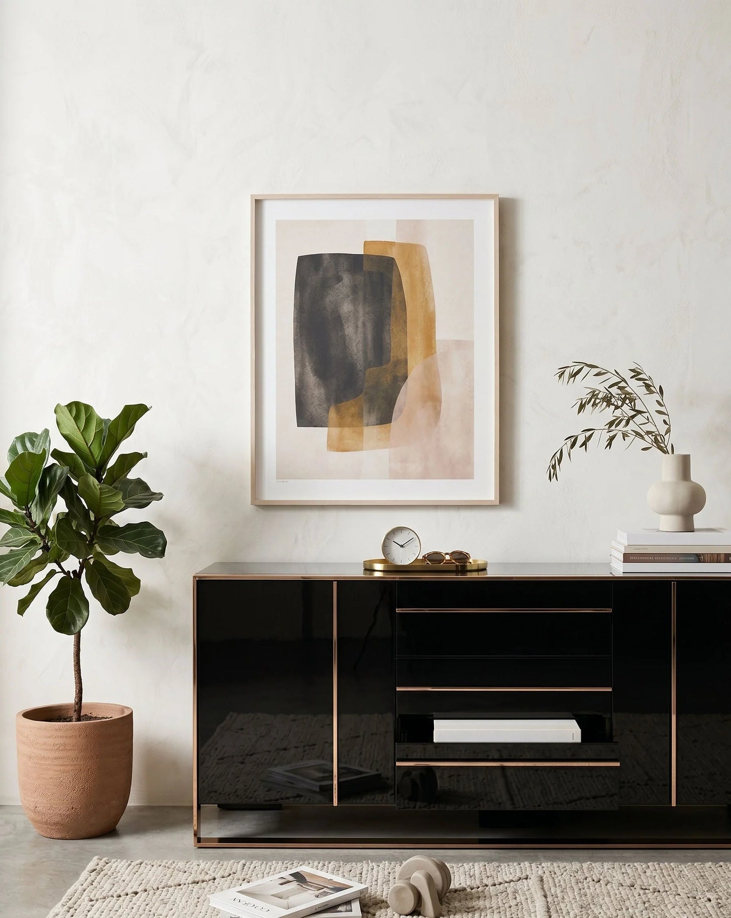 Luxury Black Gloss Sideboard European Style for Villa