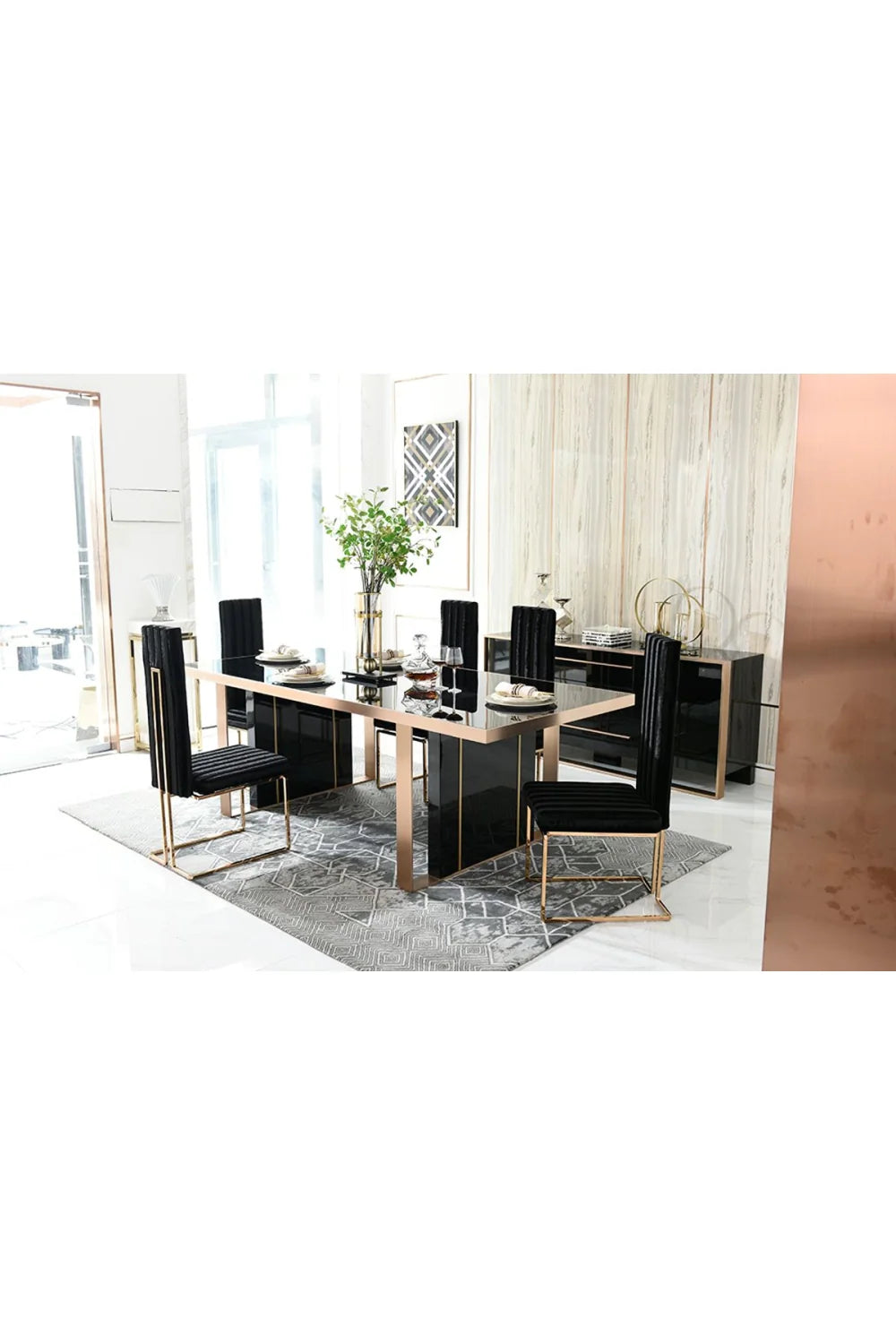 Luxury Black Gloss Sideboard European Style for Villa