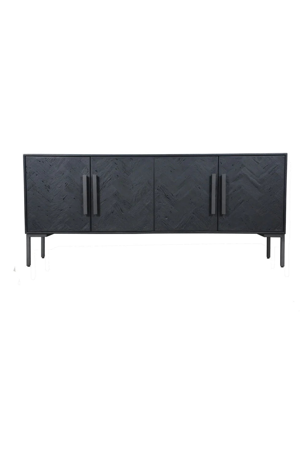 Luxury Black Herringbone 4-Door Sideboard European Style for Villa