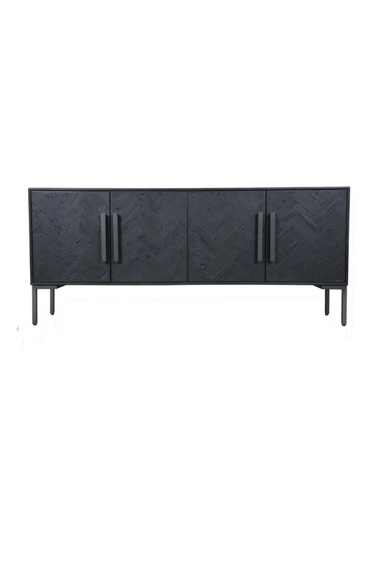 Luxury Black Herringbone 4-Door Sideboard European Style for Villa