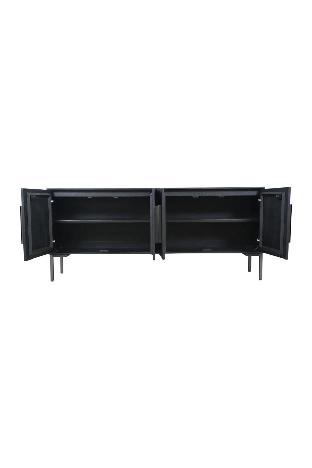 Luxury Black Herringbone 4-Door Sideboard European Style for Villa