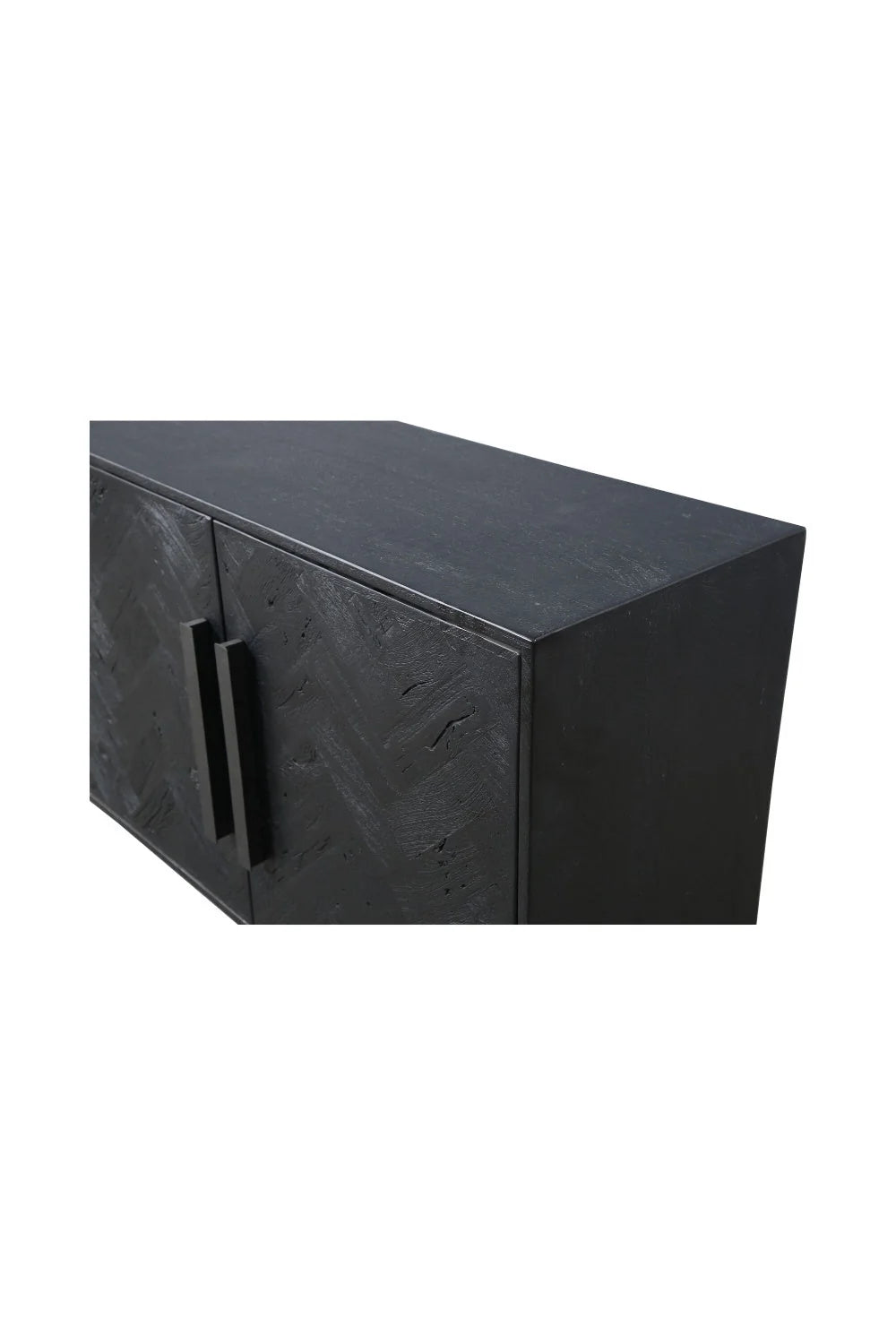 Luxury Black Herringbone 4-Door Sideboard European Style for Villa