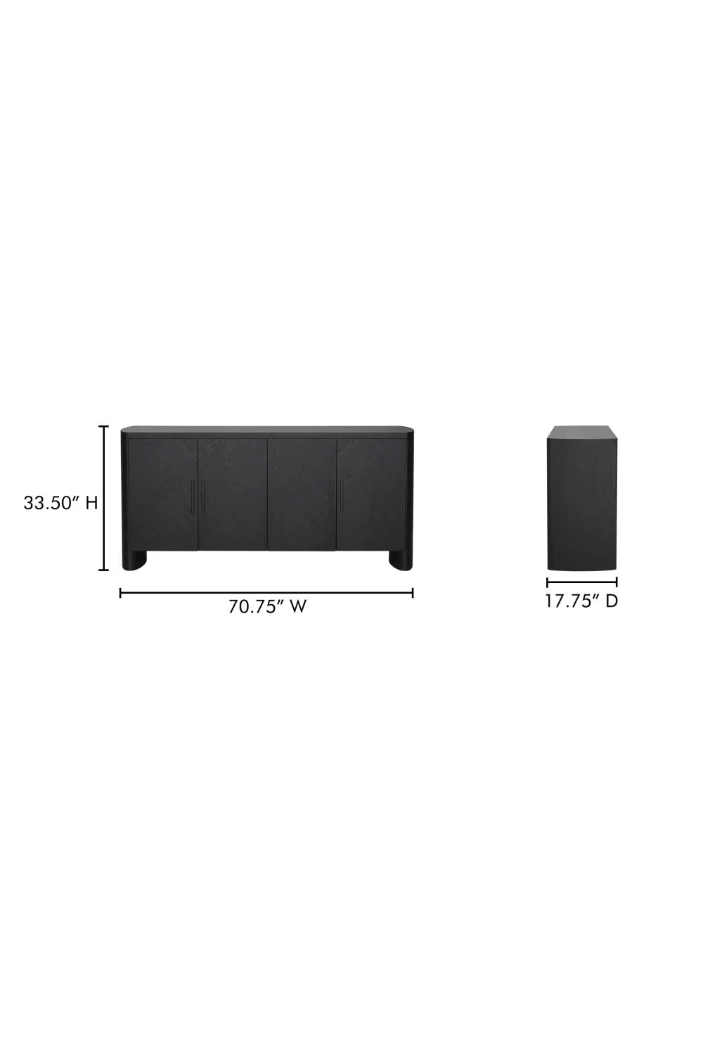 Luxury Black Herringbone Sideboard European Style for Villa