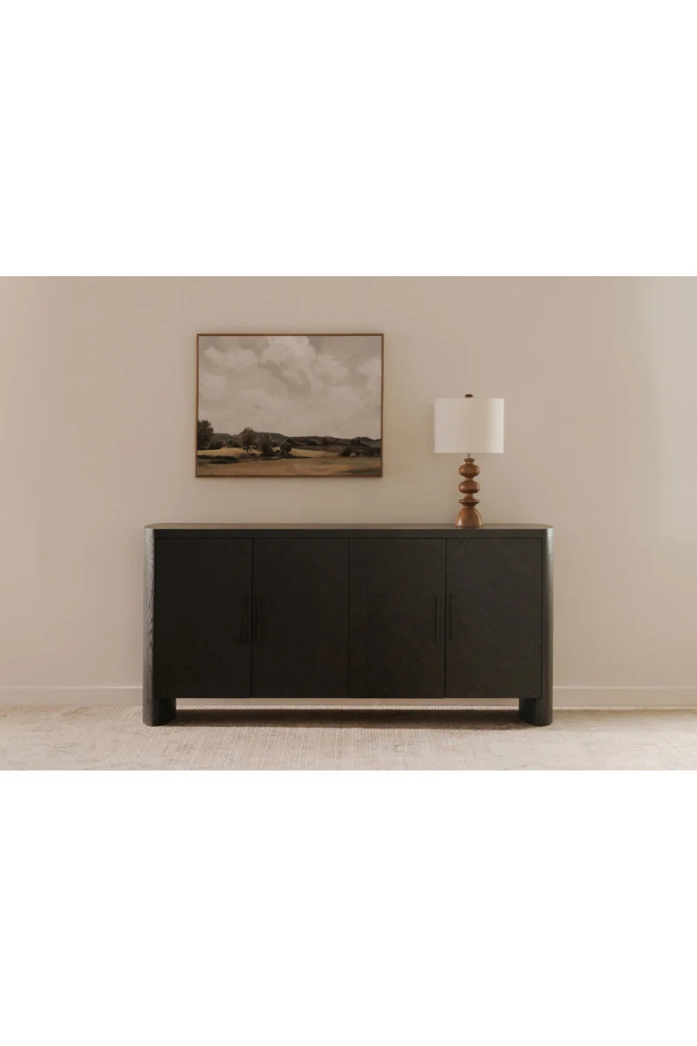 Luxury Black Herringbone Sideboard European Style for Villa