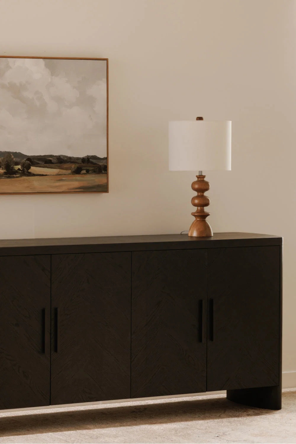 Luxury Black Herringbone Sideboard European Style for Villa