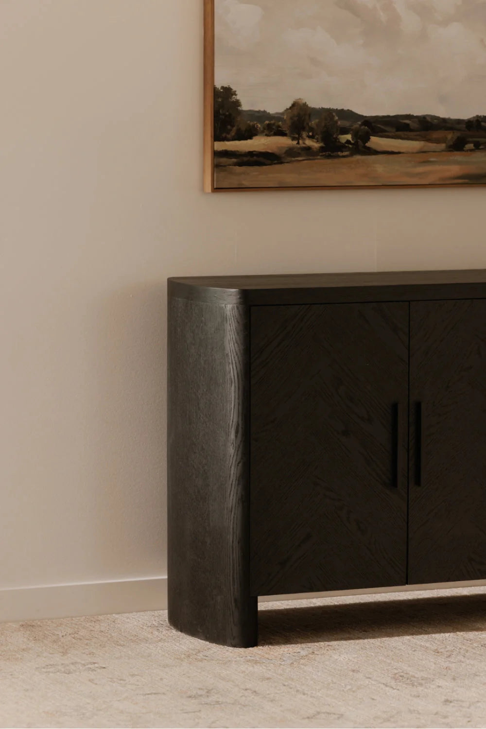 Luxury Black Herringbone Sideboard European Style for Villa
