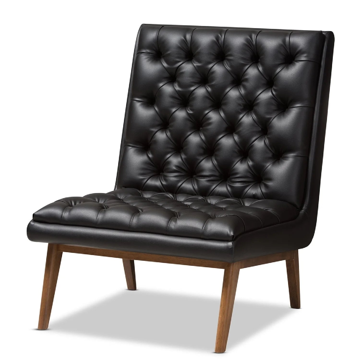 Luxury Black Leather Lounge Chair Modern Italian Style for Villa