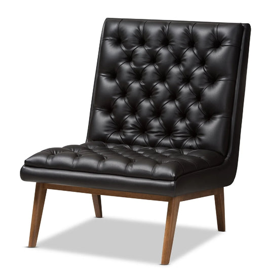 Luxury Black Leather Lounge Chair Modern Italian Style for Villa