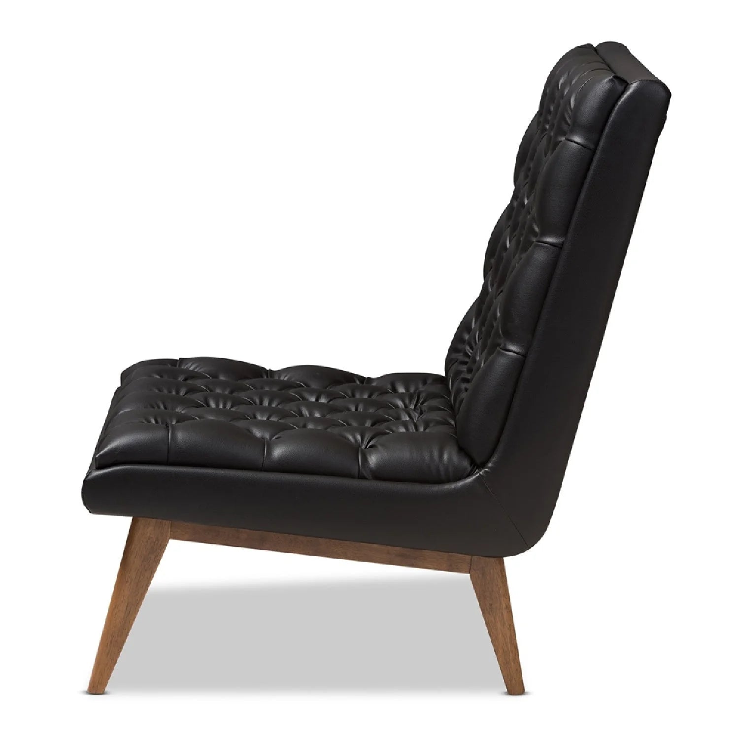 Luxury Black Leather Lounge Chair Modern Italian Style for Villa