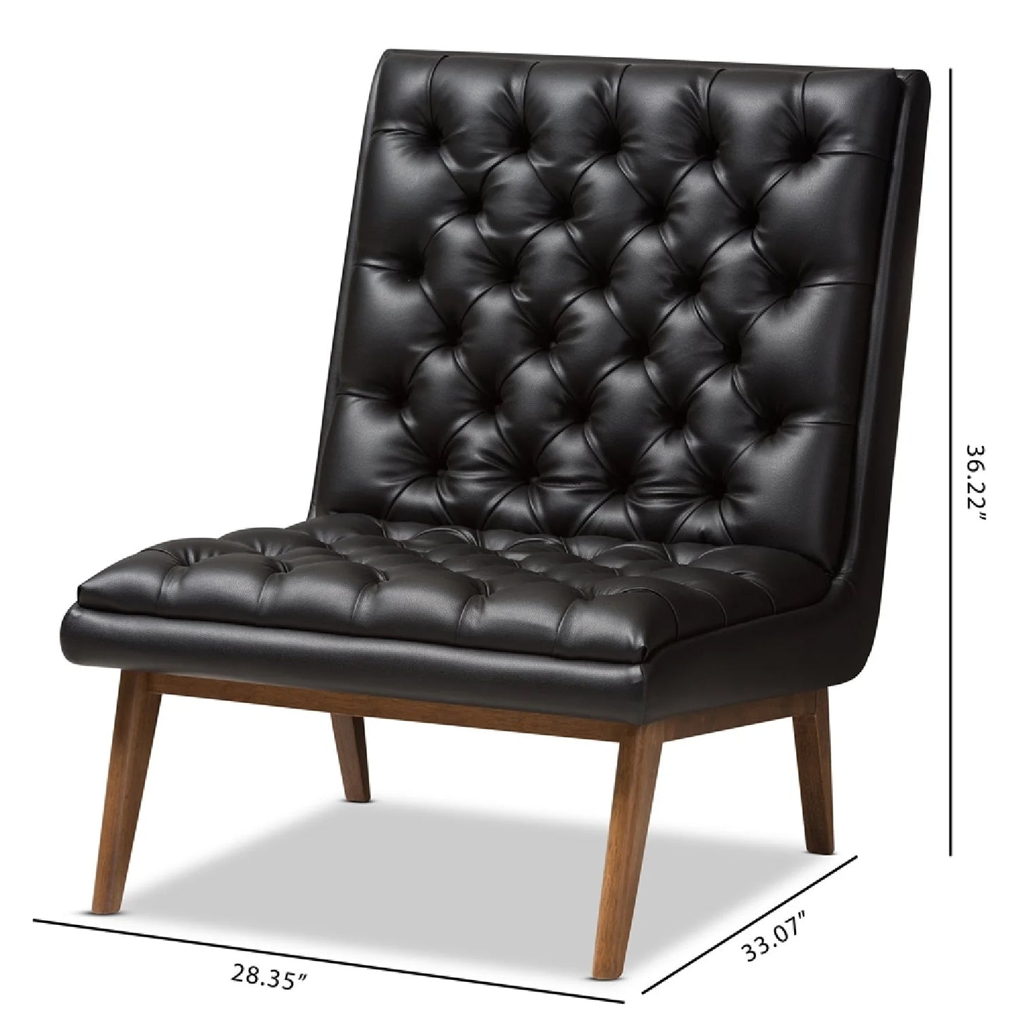 Luxury Black Leather Lounge Chair Modern Italian Style for Villa