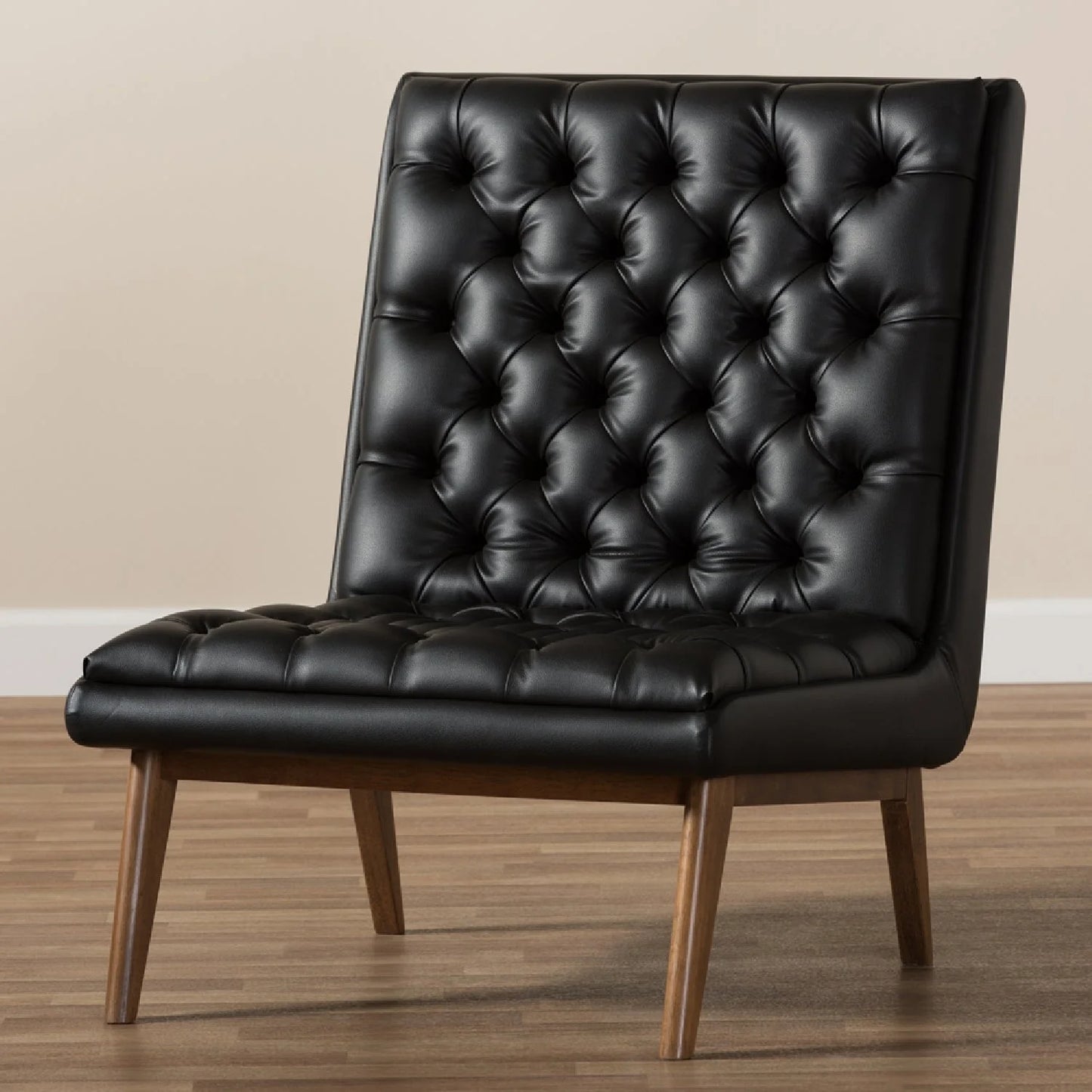 Luxury Black Leather Lounge Chair Modern Italian Style for Villa