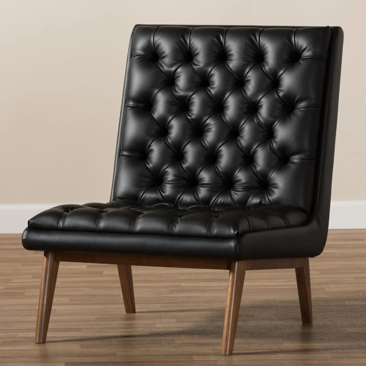 Luxury Black Leather Lounge Chair Modern Italian Style for Villa