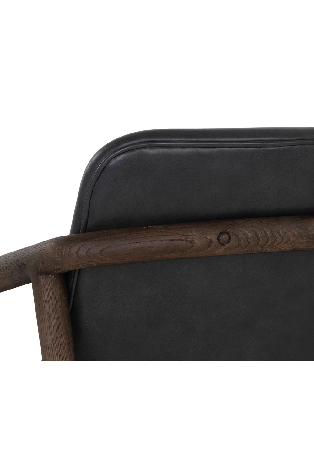 Luxury Black Leather Oak Lounge Chair European Style for Villa