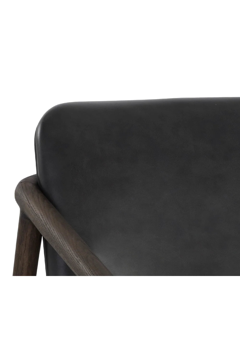 Luxury Black Leather Oak Lounge Chair European Style for Villa