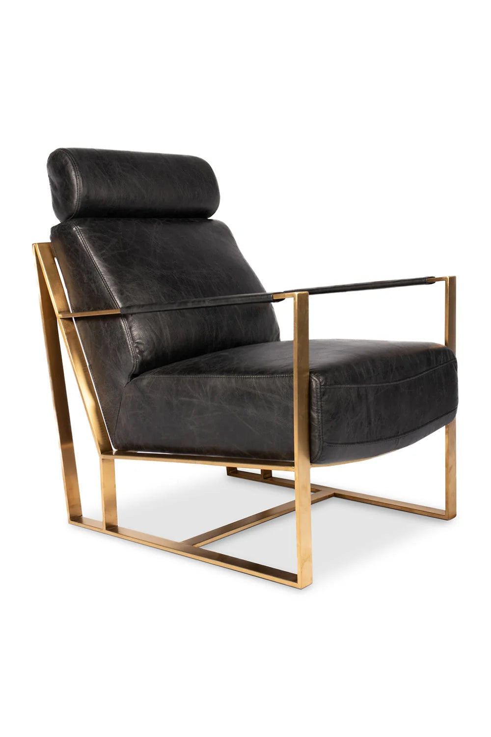 Luxury Black Leather Occasional Chair Modern Italian Style for Villa