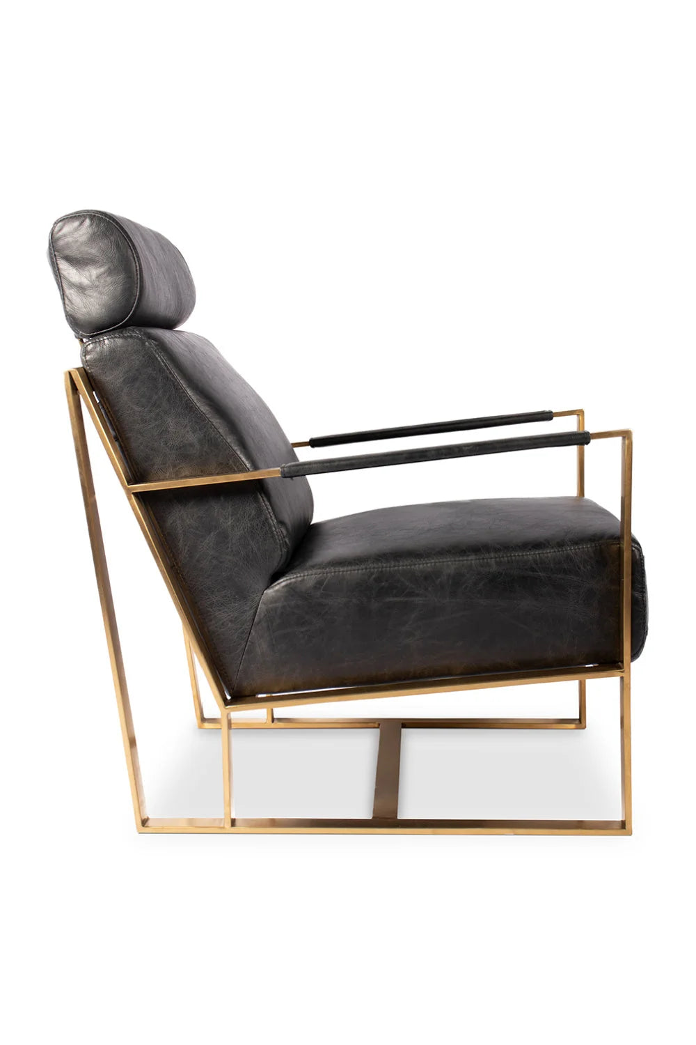 Luxury Black Leather Occasional Chair Modern Italian Style for Villa