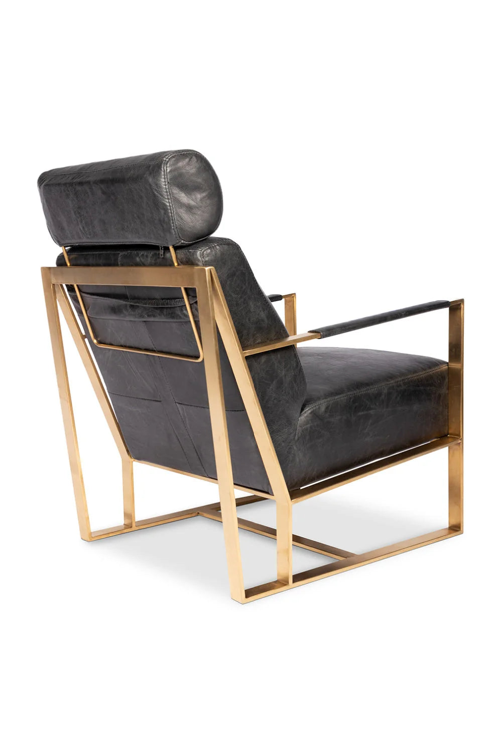 Luxury Black Leather Occasional Chair Modern Italian Style for Villa
