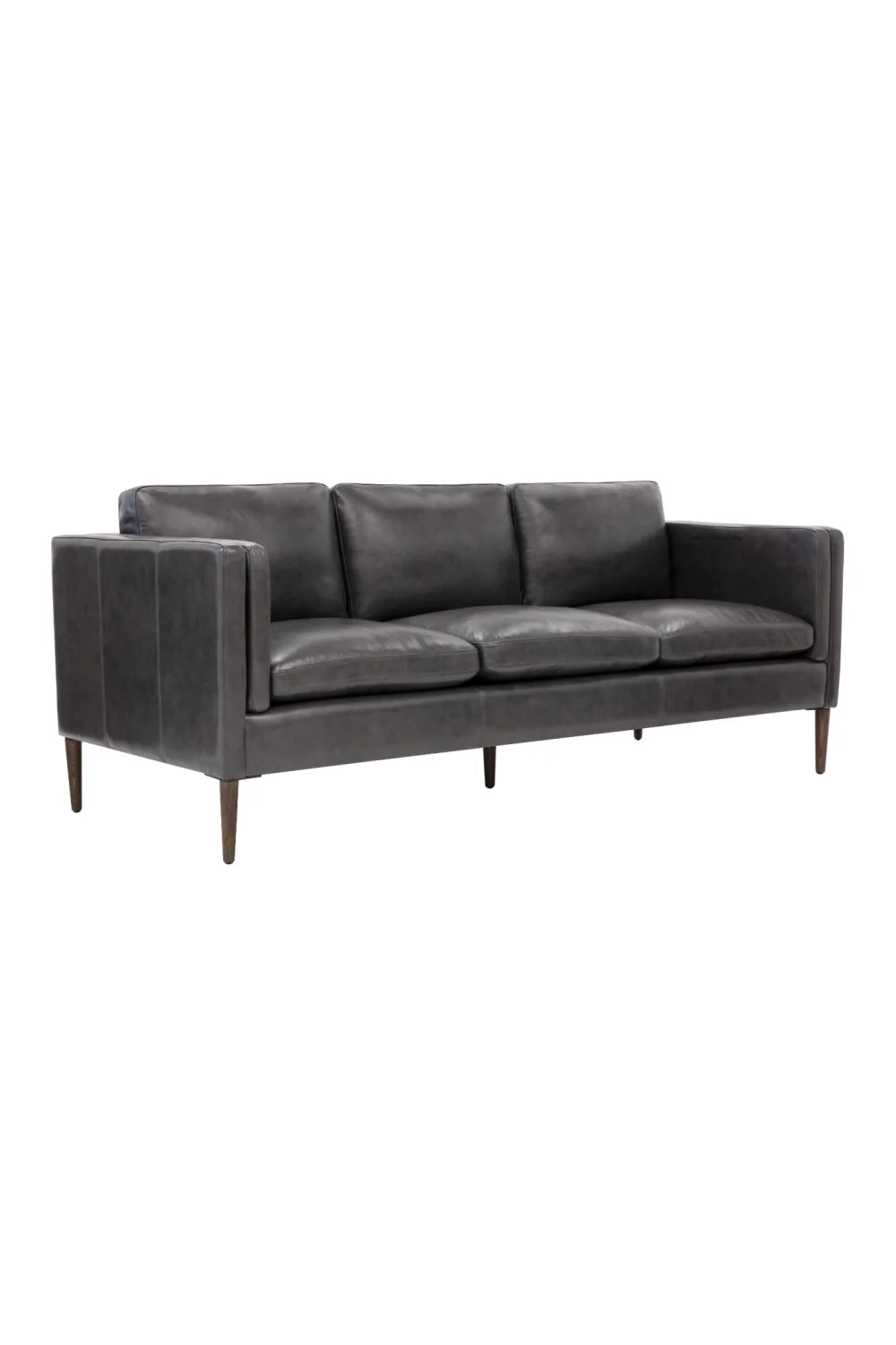 Luxury Black Leather Sofa Modern Italian Style for Villa