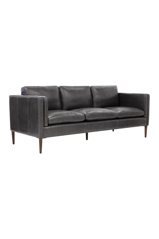 Luxury Black Leather Sofa Modern Italian Style for Villa