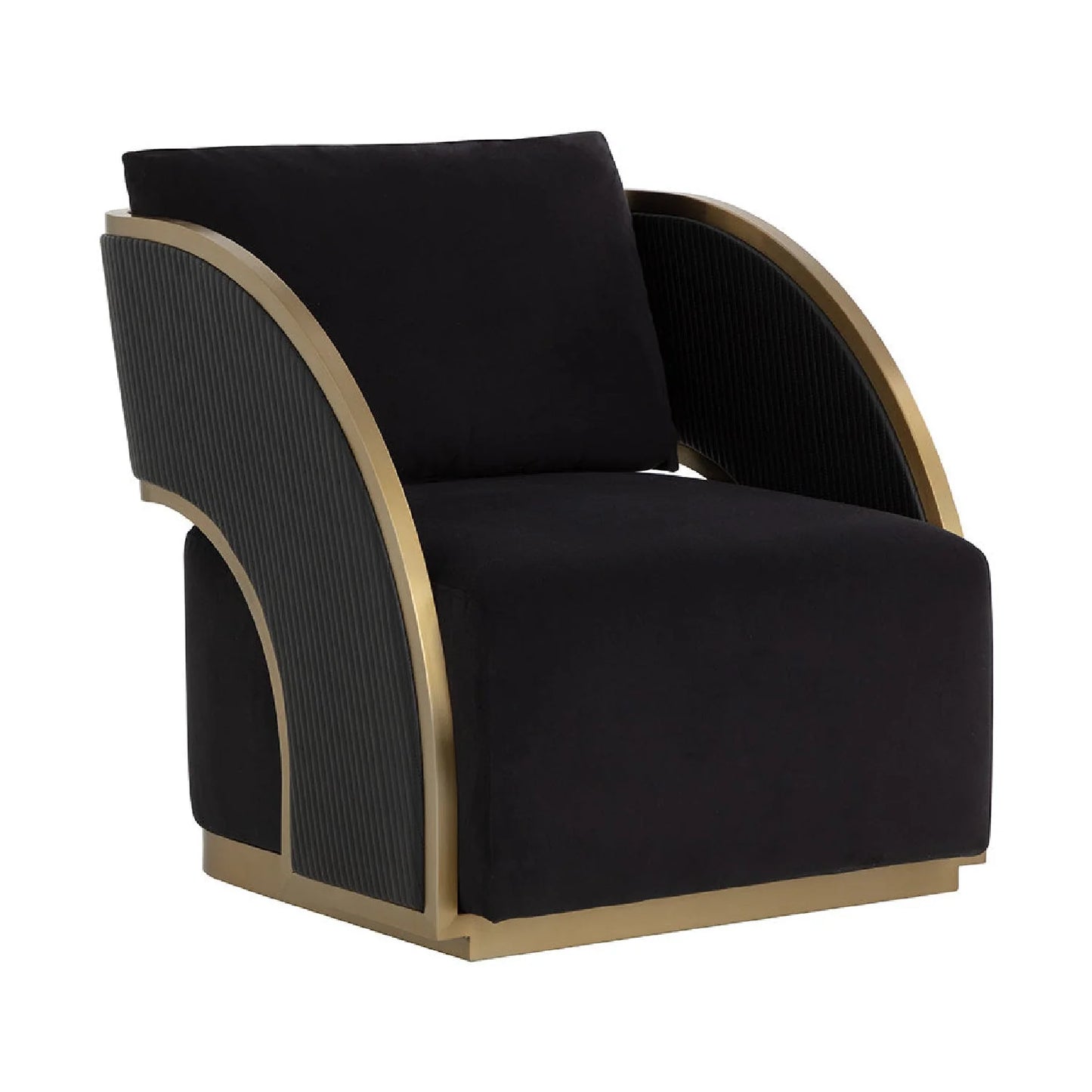 Luxury Black Leather Swivel Lounge Chair European Style for Villa